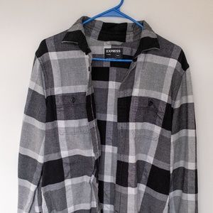 Express Flannel Button-up Shirt (Gray - M)